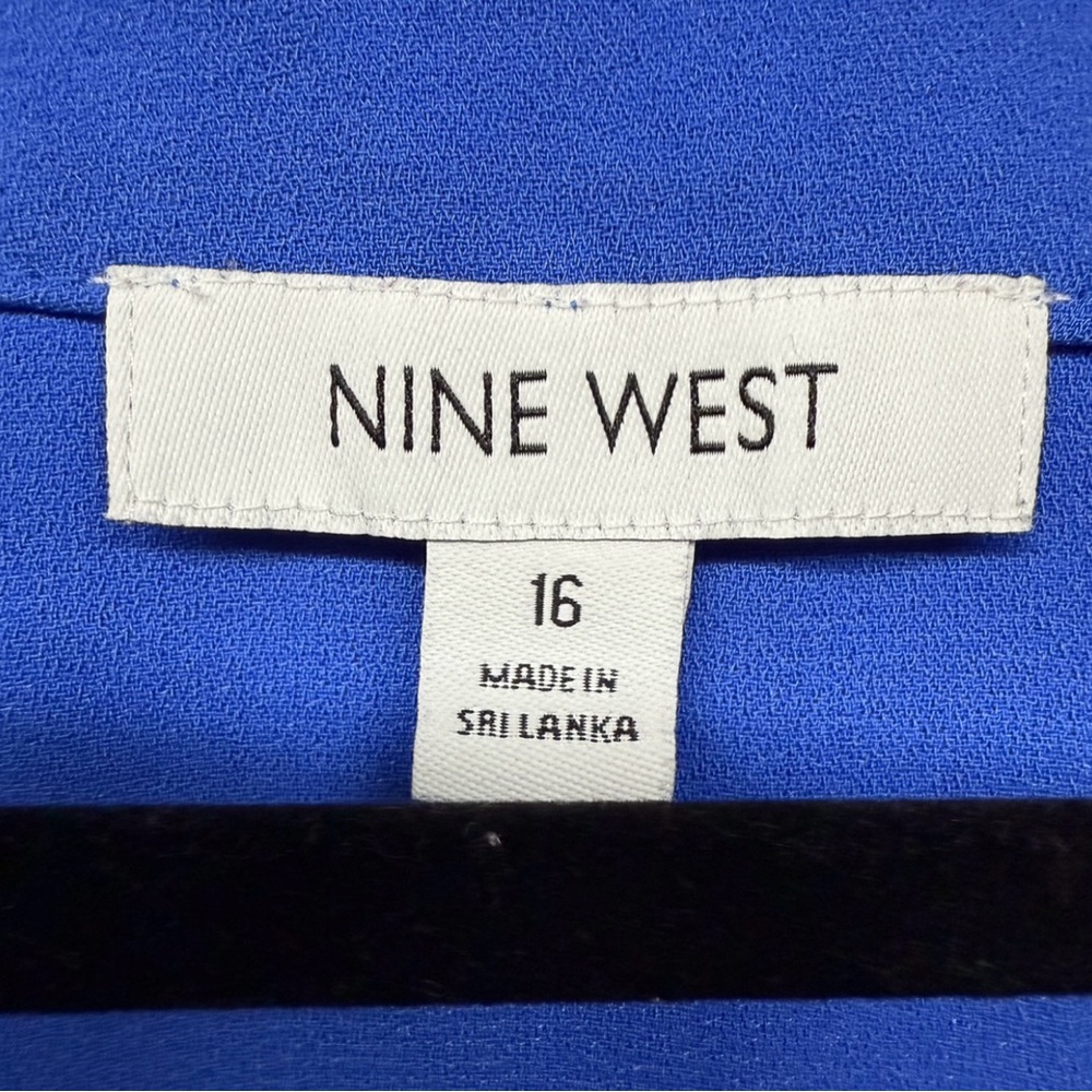 Nine West Cobalt Blue Ruffle Sleeve Notch Neck Shift Dress Size 16 - Picture 4 of 8